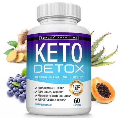 Toplux Keto Detox Pills Advanced Cleansing Extract - 1532 Mg Natural Acai Colon Cleanser Formula, Flush Toxins &amp; Excess Waste, for Men Women, 60 Capsules, Supplement