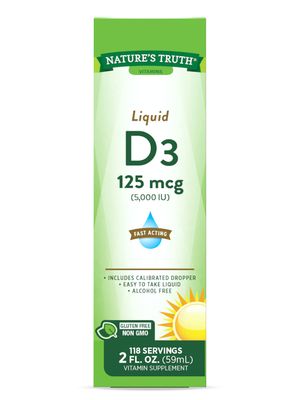 Nature&#39;s Truth Vitamin D3 Liquid | 5000 IU | 2 fl oz | Non-GMO and Gluten Free Supplement