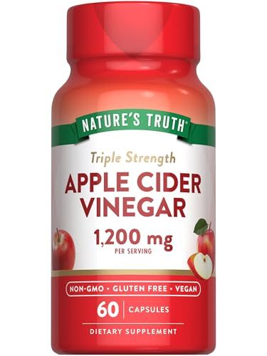 Nature&#39;s Truth Apple Cider Vinegar Vegan Capsules | 1200mg | 60 Veggie Pills | Extra Strength | Vegan, Non-GMO and Gluten Free Supplement