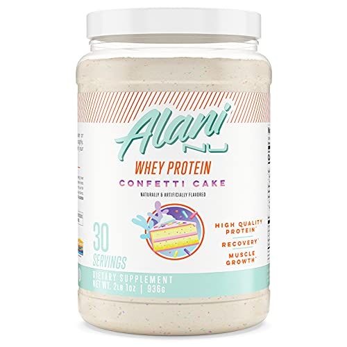 Alani Nu Whey Protein Powder Confetti Cake | 23g Protein with Low Sugar &amp; Digestive Enzymes | Meal Replacement Powder | Low Fat Low Carb Whey Isolate Protein Blend | 30 Servings