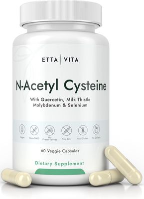 Vegan Liver Detox &amp; Cleanse - NAC Supplement N-Acetyl Cysteine 600mg with Quercetin, Milk Thistle, Molybdenum &amp; Selenium, N-Acetyl-Cysteine Capsules for Immune Support, Respiratory &amp; Brain Health