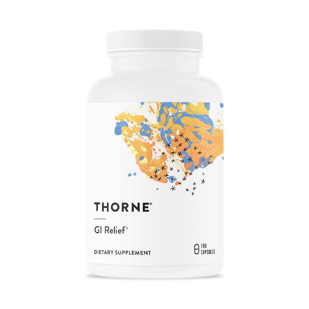THORNE GI Relief - Digestion Supplement Supports Gut Health &amp; Bloating Relief - Made with Marshmallow Root Extract &amp; Digestive Enzymes - 180 Capsules - 90 Servings