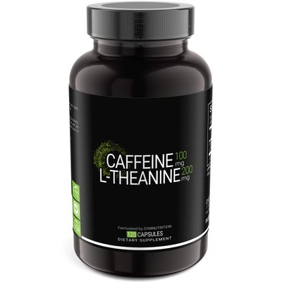 SYMNUTRITION Caffeine 100mg, L-Theanine 200mg - 120 Count (V-Capsules) / 120 Servings: Manufactured in a cGMP-Registered Facility in USA; Vegan &amp; Gluten Free