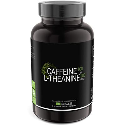 SYMNUTRITION Caffeine 100mg, L-Theanine 200mg - 120 Count (V-Capsules) / 120 Servings: Manufactured in a cGMP-Registered Facility in USA; Vegan & Gluten Free