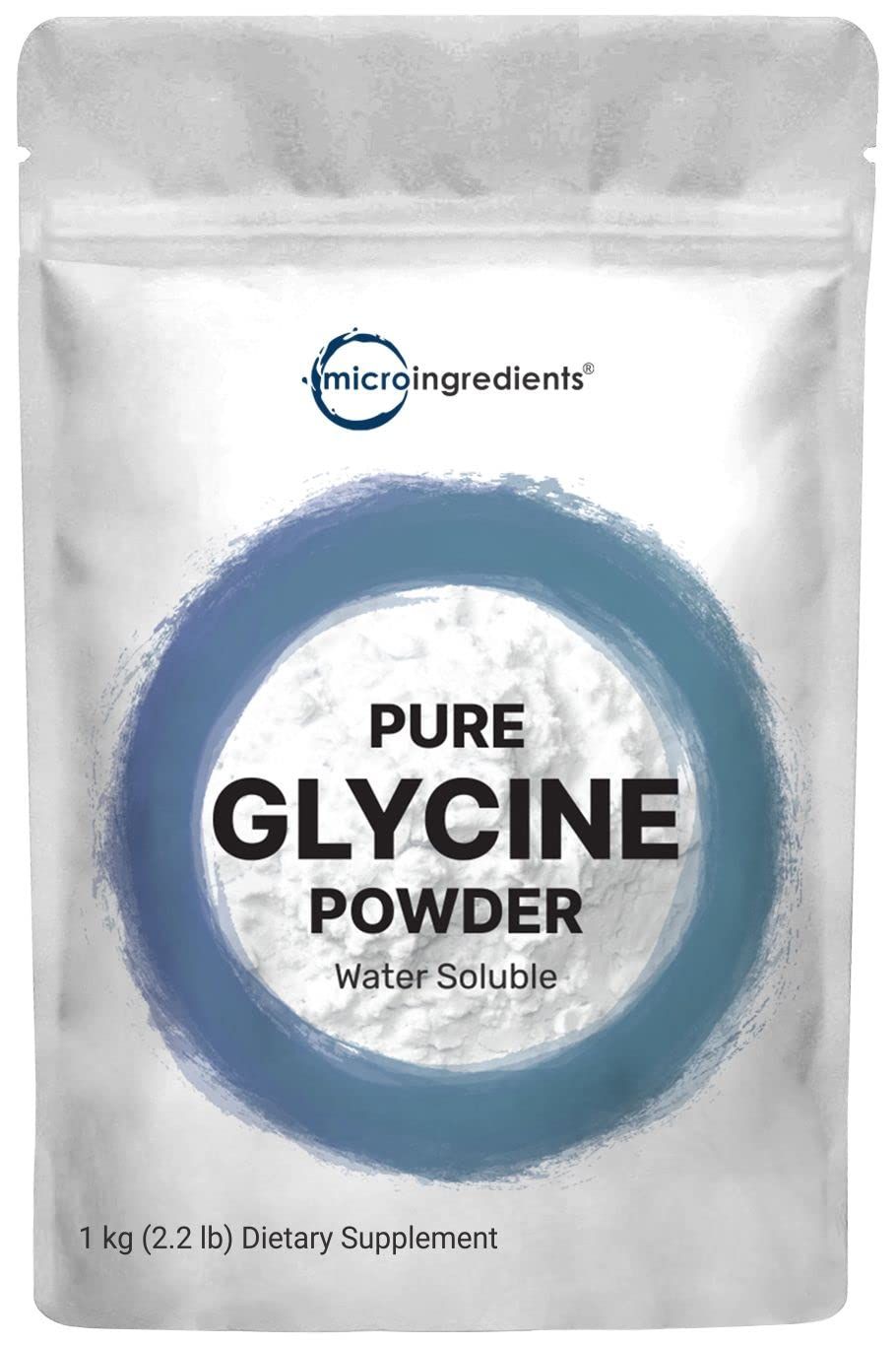 Micro Ingredients Glycine Powder, 1KG (2.2 Pounds), Glycine 1000mg Per Serving, Supports Restful Sleep and Neurotransmitter, Water Soluble and Products of USA