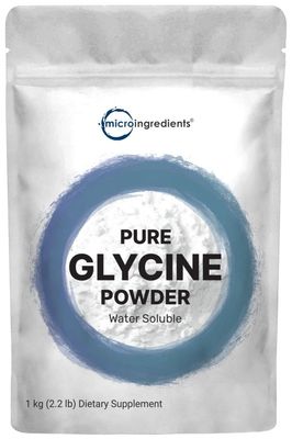 Micro Ingredients Glycine Powder, 1KG (2.2 Pounds), Glycine 1000mg Per Serving, Supports Restful Sleep and Neurotransmitter, Water Soluble and Products of USA