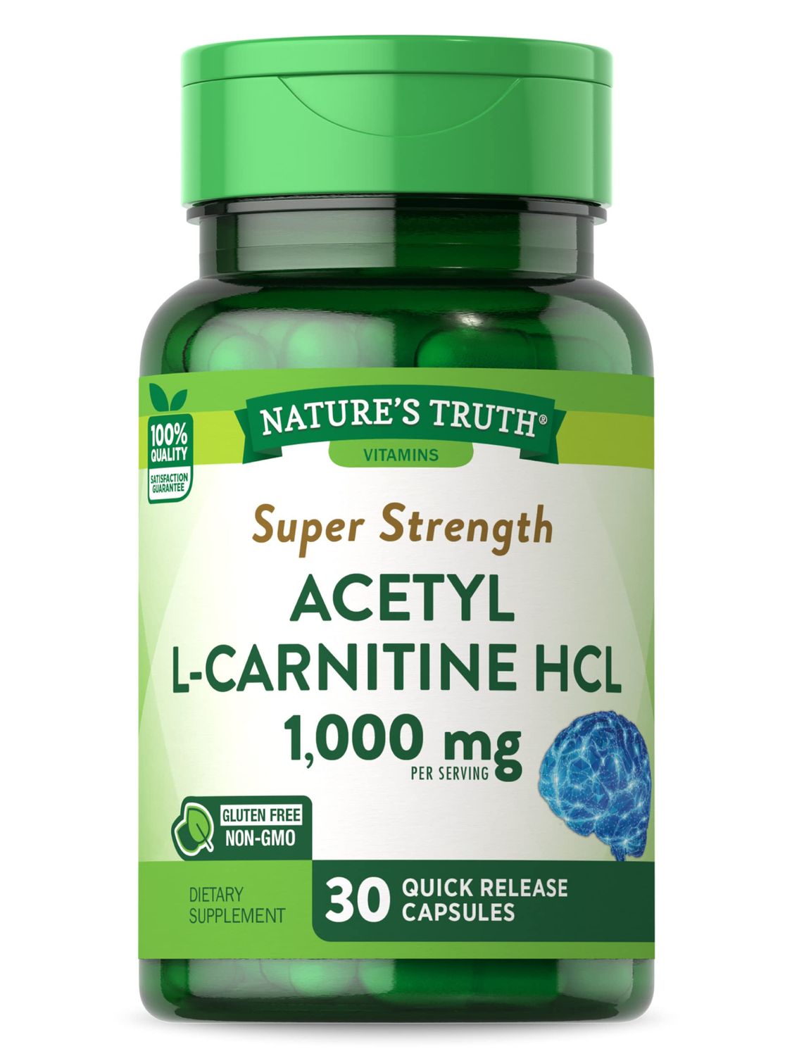 Nature&#39;s Truth Acetyl L-Carnitine 1000mg | 30 Capsules | Super Strength | Non-GMO &amp; Gluten Free ALCAR Supplement