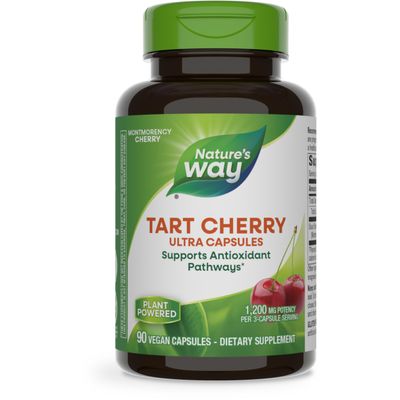 Nature&#39;s Way Tart Cherry Ultra Capsules, with Anthocyanins for Antioxidant Support*, 1,200 mg Potency per 3-capsule serving, 90 Vegetarian Capsules