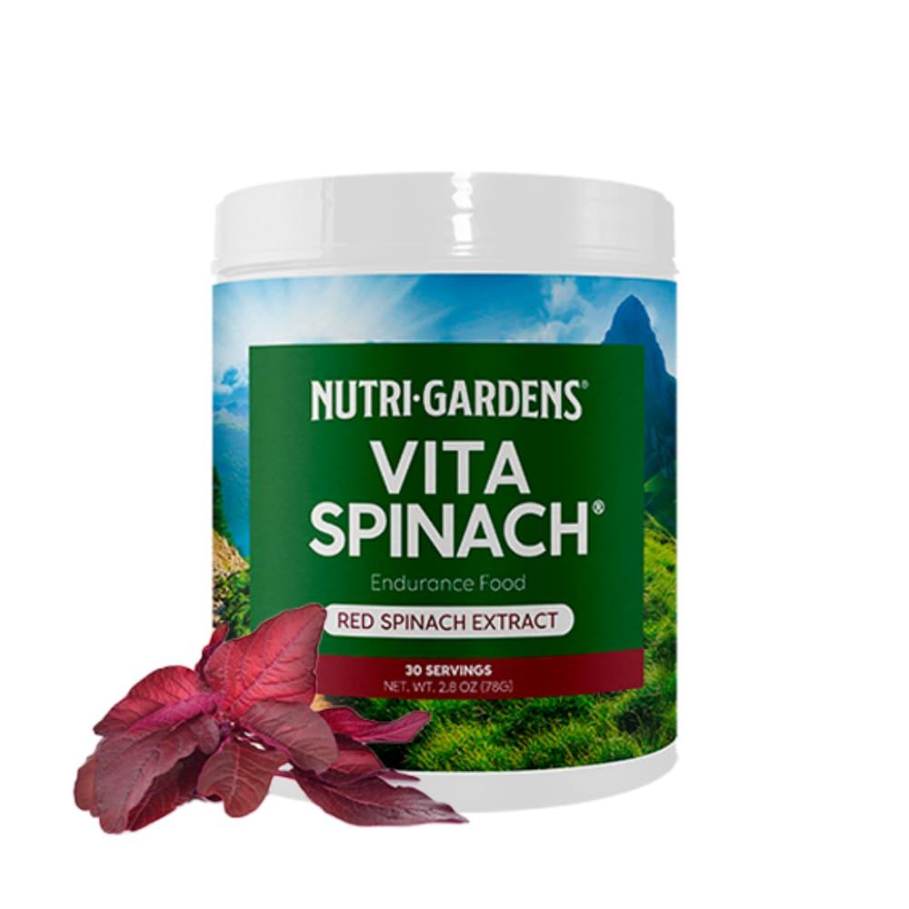 NutriGardens Vita Spinach Powder -Red Spinach Extract Nitric Oxide Booster -Supports Blood Pressure &amp; Flow, Energy, Endurance, Pre Workout Performance Boost -Natural Superfood Supplement (30 Servings)