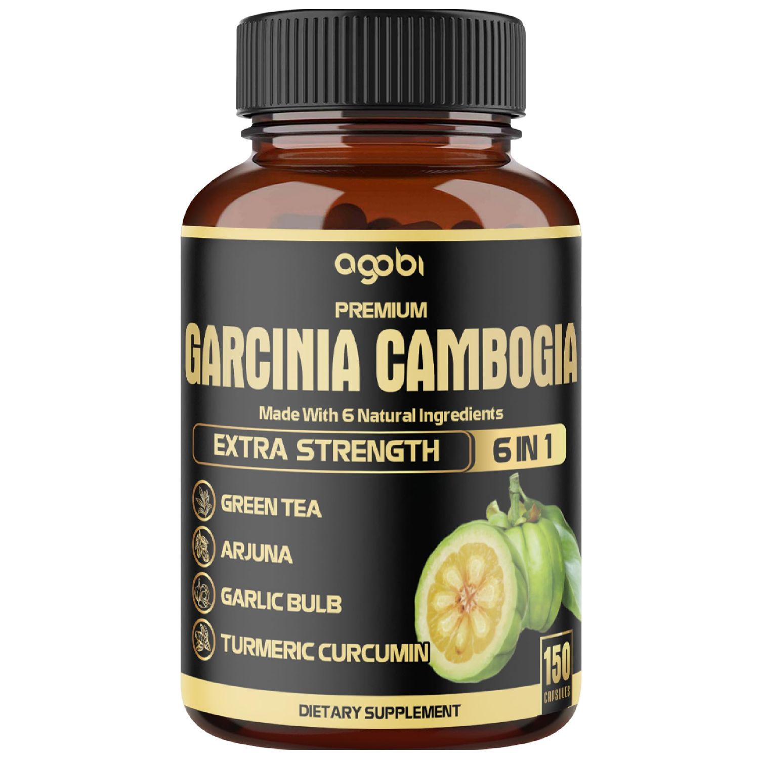 Premium Garcinia Cambogia 20:1 Extract Capsules 8550 mg - with Green Tea, Arjuna, Garlic, Turmeric, Black Pepper - Body Health &amp; Immune Support Supplement - 1 Pack 150 Caps for 5 Months