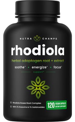 NutraChamps Rhodiola Rosea Capsules [120] Rosavin Plus Salidrosides | Rhodiola Rosea Extract Supplement | 300mg Vegan Pills | Rhodiola for Energy, Stress Relief, Mood Support and Focus