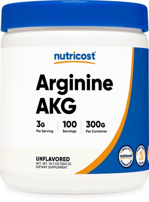 Nutricost Arginine AKG Powder 300 Grams (AAKG) - 3G Per Serving &amp; 100 Servings - Pure Arginine Alpha Ketoglutarate