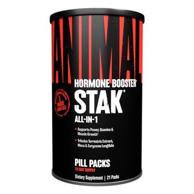 Animal Stak - Complete Natural Hormone Booster Supplement with Tribulus - Natural Testosterone Booster for Athletes - Contains Estrogen Blockers - 1 Month Cycle