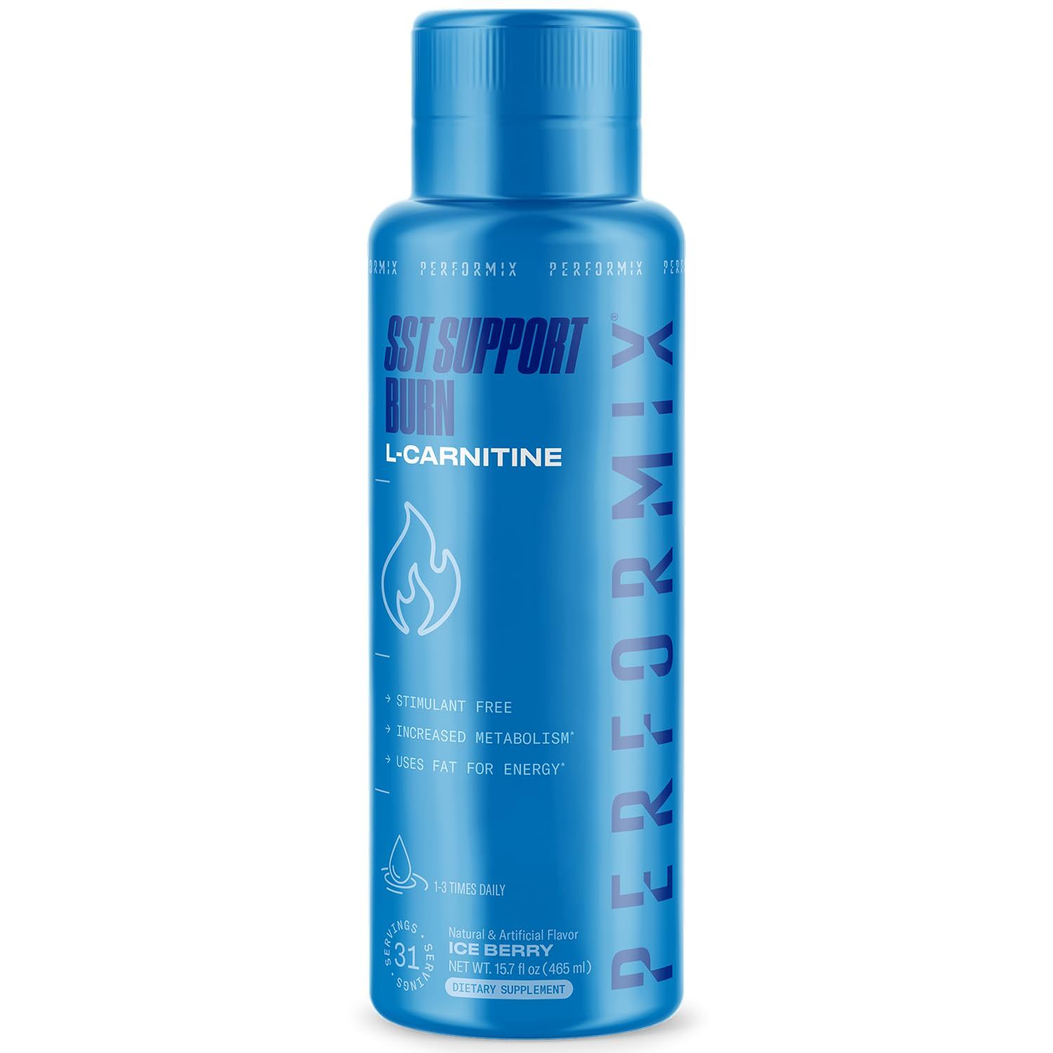 PERFORMIX - SST Support Burn - Fast-Acting L-Carnitine Liquid - Converts Cells Into Energy - Improves Memory &amp; Focus - Metabolism Support - Stim Free - for Men &amp; Women - Ice Berry - 31 Servings