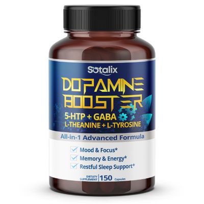 5-HTP + GABA 16,450mg with L-Theanine + L-Tyrosine - Mood &amp; Focus, Memory &amp; Energy, Restful Sleep Support - USA Made &amp; Tested (150-day Supply (Pack of 1))