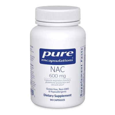 Pure Encapsulations NAC 600 mg - NAC Supplement for Lung Health &amp; Immune Support, Liver Support &amp; Antioxidants* - with Freeform N-Acetyl-L-Cysteine - 90 Capsules
