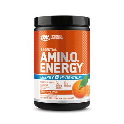Optimum Nutrition Amino Energy Powder Plus Hydration, with BCAA, Electrolytes, and Caffeine, Tangerine Wave, 30 Servings (Packaging May Vary)