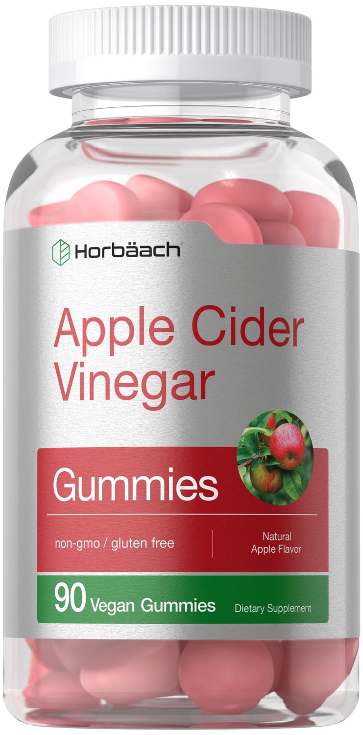 Horbach Vegan Apple Cider Vinegar Gummies | 90 Count | ACV Supplement | Apple Flavor | Non-GMO, Gluten Free Gummies for Adults