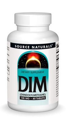 Source Naturals DIM, Diindolylmethane 100mg with BioPerine, Vitamin E &amp; More - 60 Tablets