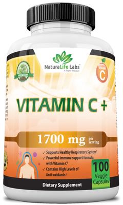 NaturaLife Labs A Higher Standard Vitamin C 1,700 MG with Vitamin D3, Zinc, Elderberry, Ginger Root - Maximum Strength Multi System Immune Support- 100 Veggie Capsules