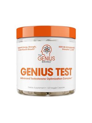 Genius Test, Advanced Testosterone Booster for Men - Natural Stamina, Endurance, Energy &amp; Strength Enhancing Supplement - Lean Muscle Builder, Brain &amp; Libido Support Male Supplements, 120 Veggie Pills