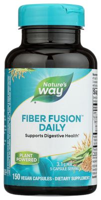 Nature&#39;s Way Fiber Fusion Daily, with Psyllium Husk, Oat Bran, Guar Gum, Pectin, Digestive Health Support*, Vegan, 150 Capsules (Packaging May Vary)