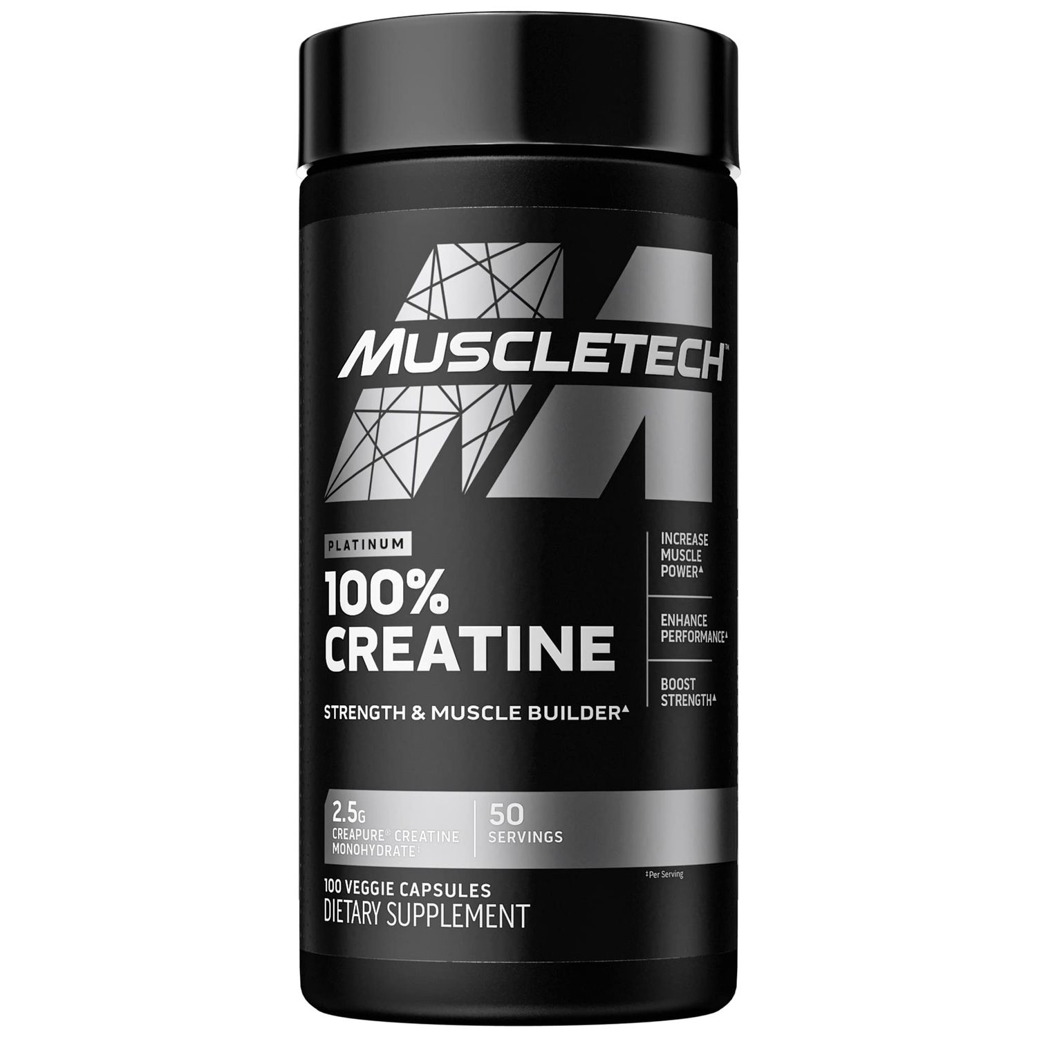 MuscleTech Platinum 100% Creatine Pills | Creatine Monohydrate Pill| | Muscle Recovery + Builder for Men &amp; Women | Workout Supplements | 100 Count