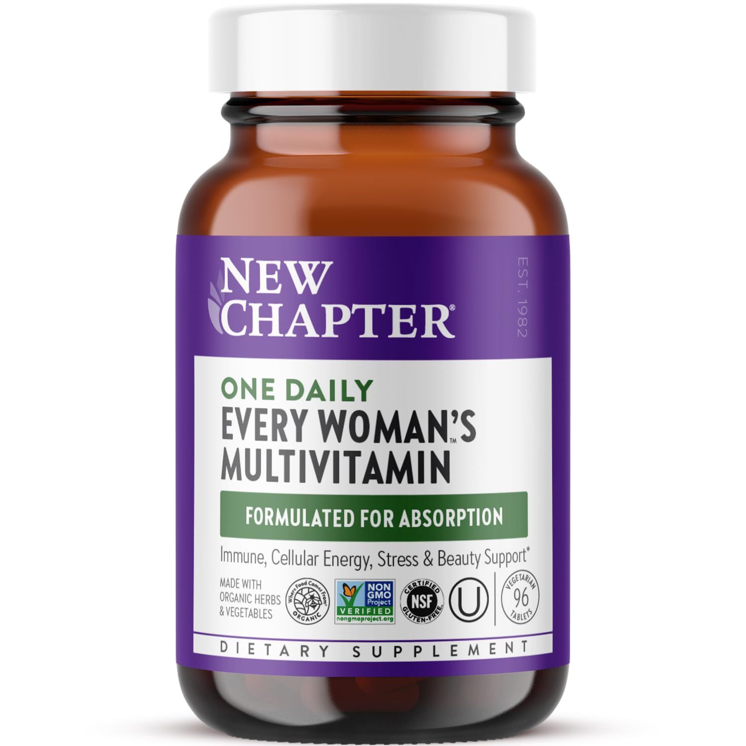 New Chapter Women&#39;s Multivitamin for Immune, Beauty + Energy Support with 20+ Nutrients -- Every Woman&#39;s One Daily, Gentle on the Stomach, 96 Count