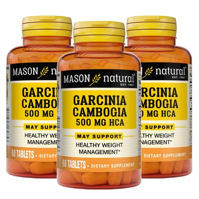 MASON NATURAL Garcinia Cambogia 500 mg Tablets, 60 Count, Pack of 3