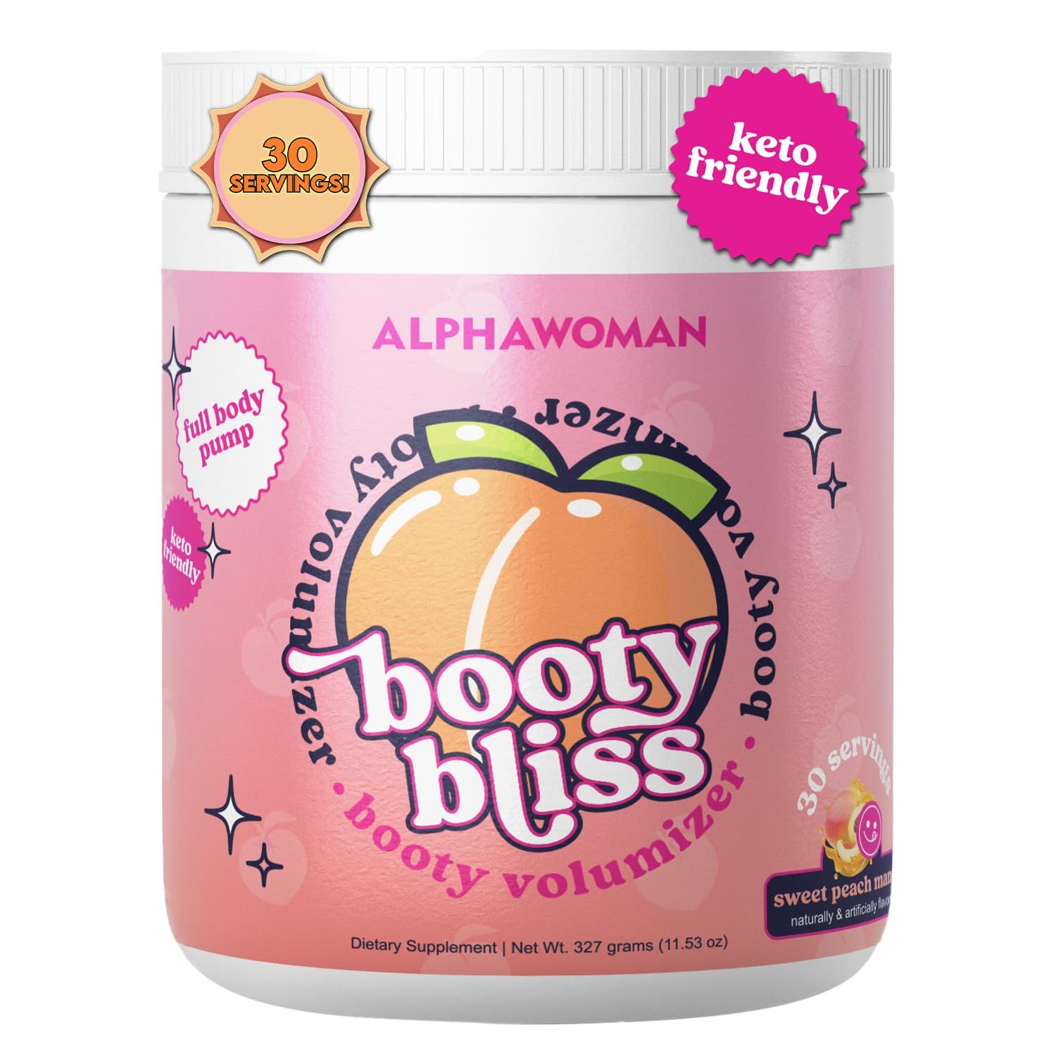 Booty Bliss  Creatine for Women  Pre Workout Women  Booty Builder  Keto Friendly  Collagen  Pump It Up for The Perfect Peach  30 SRV-Sweet Peach Mango Flavor