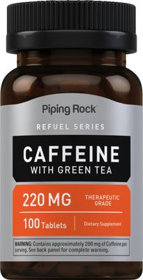 Piping Rock Caffeine Pills 200mg | 100 Tablets | with Green Tea Extract | Non-GMO, Gluten Free Supplement