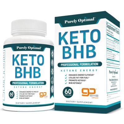 Purely Optimal Keto BHB Capsules - Appetite Blocker Supplement - Exogenous Ketones to Support Ketosis, Fat Loss &amp; Energy, 60 Capsules - Supports Low-Carb Lifestyles