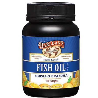 Barlean&#39;s Fish Oil Omega 3 Supplement, EPA &amp; DHA Fatty Acid Softgels for Joint, Brain, &amp; Heart Health, 1000mg Orange Flavored Fish Oil Pills, 100 Count