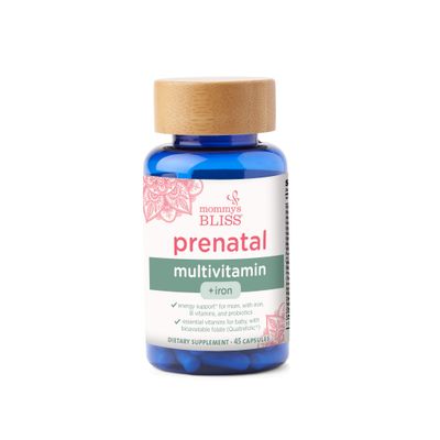 Mommy&#39;s Bliss Prenatal Multivitamin with Iron and Folic Acid, Supports Baby Development + Mom Immune System &amp; Energy Levels w/ B Vitamins &amp; Probiotics, Vegan &amp; Gluten Free (45 Servings)