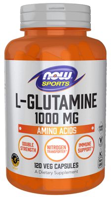 NOW Foods Sports Nutrition, L-Glutamine, Double Strength 1,000 mg, Amino Acid, 120 Veg Capsules