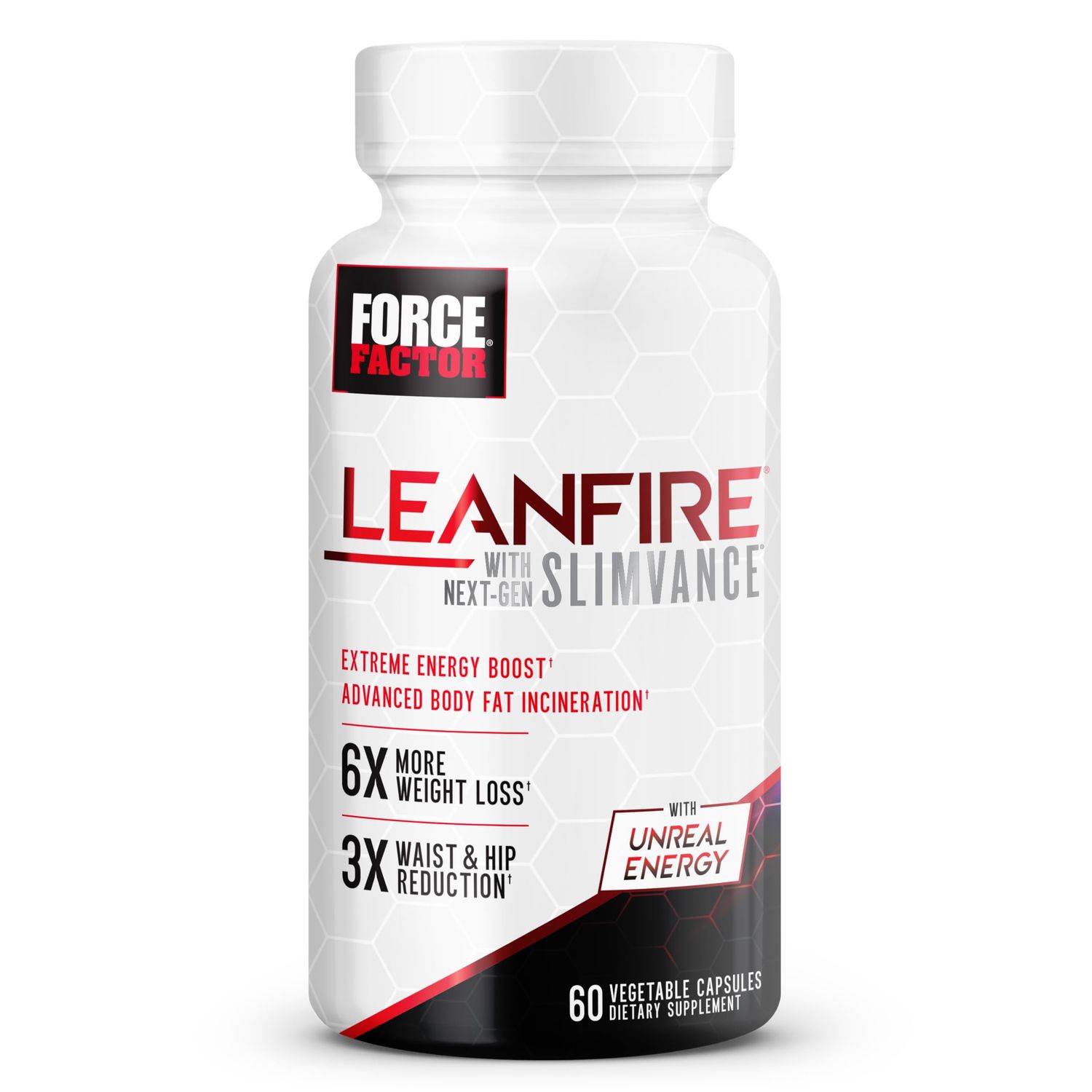 FORCE FACTOR LeanFire with Next-Gen SLIMVANCE Advanced Thermogenic Fat Burner for Weight Loss with B Vitamins and Capsimax to Boost Metabolism, Increase Energy, and Enhance Focus, 60 Capsules