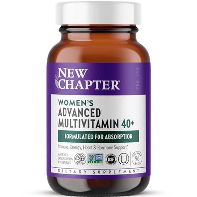New Chapter Women&#39;s Multivitamin 40+ Advanced Formula for Heart, Hormone, Immune &amp; Energy Support, Higher Levels of Whole-Food Fermented B Vitamins +D3, Made with Organic Non-GMO Ingredients, 96 Count