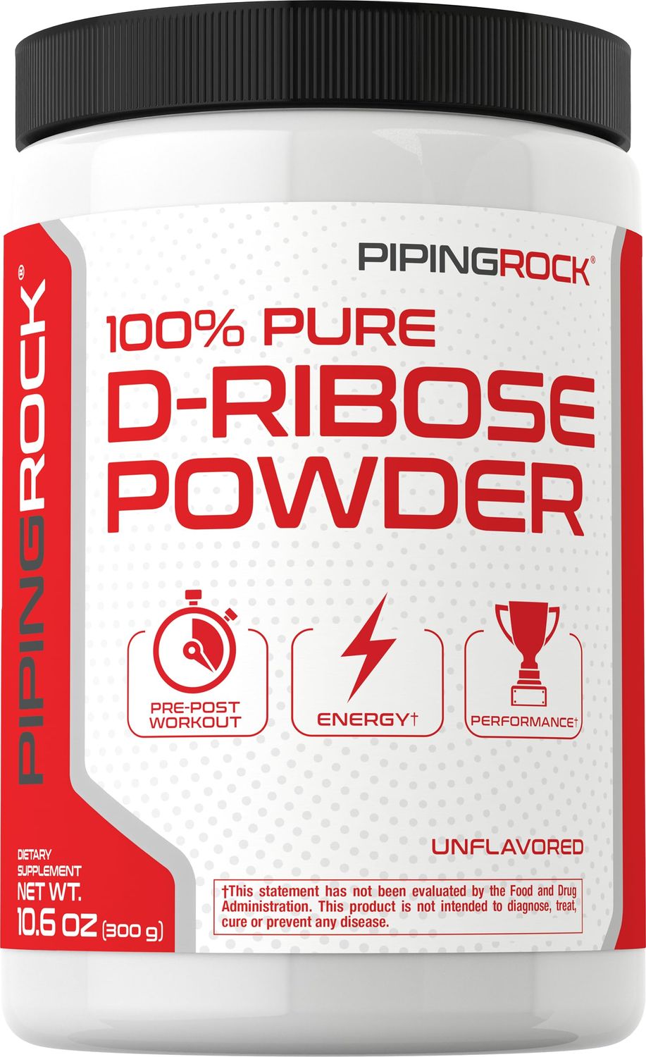 Piping Rock D-Ribose Powder | 10.6 oz | Energy Supplement | Vegetarian, Non-GMO, Gluten Free