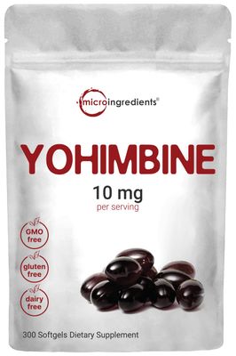 Double Strength Yohimbine Supplements for Men and Women, 10mg Per Serving, 300 Softgels, Yohimbine HCL with Virgin Sunflower Seed Oil for Better Absorption, Supports Energy Production, African Raw