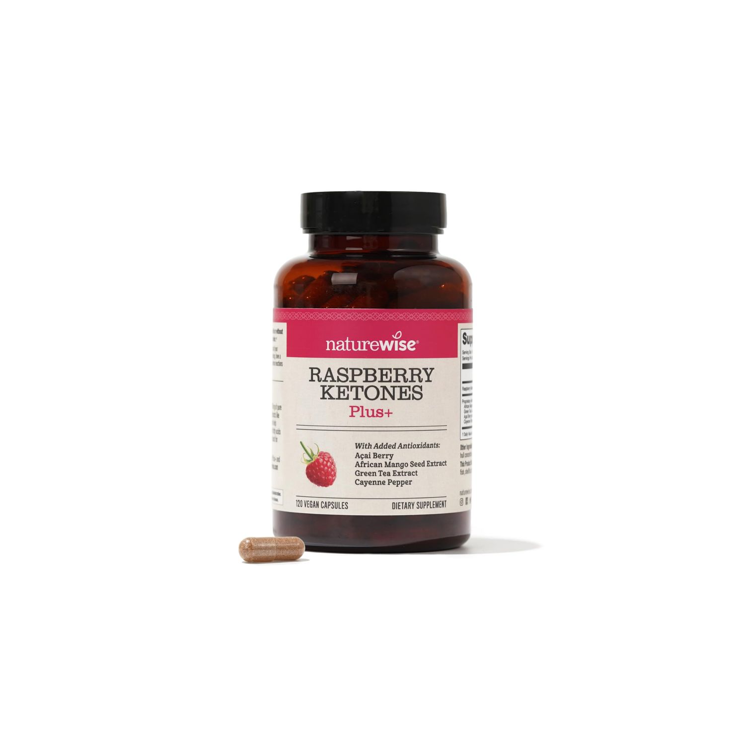 NatureWise Raspberry Ketones Plus - Advanced Ketones in Raspberry Blend Supports Antioxidant Health, Boosts Energy, Supports Weight Targets Vegan &amp; Gluten-Free (120 Veggie Capsules)