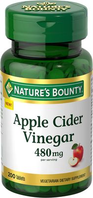 Nature&#39;s Bounty Apple Cider Vinegar 480mg Pills, Vegetarian Supplement Plant Based, 200 Tablets