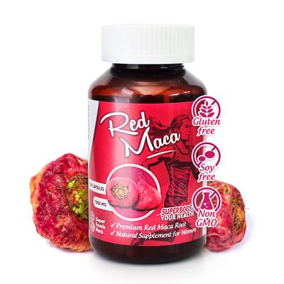 Sikyriah Red Maca Extract Capsules for Women l 3000mg per Day l Female Health Supplement l Energy Booster and Hormone Regulator l 100% Organic and Natural maca Root l (100 Count)