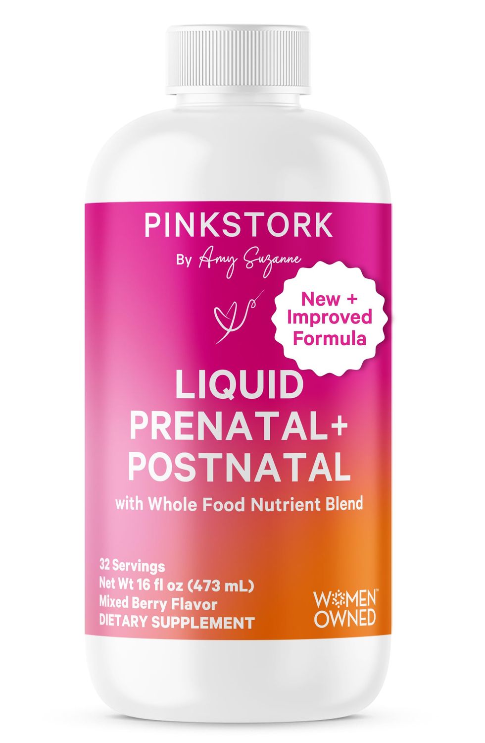 Pink Stork Liquid Prenatal Vitamins for Women - Organic Food Blend - for Fertility, Pregnancy, Postpartum- Morning Sickness Support - Breastfeeding and Lactation - 32 Servings