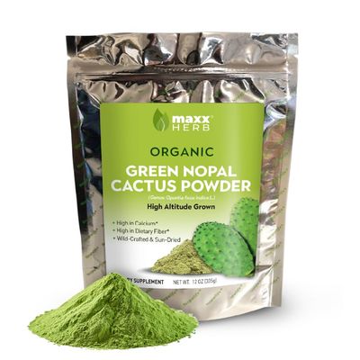 Maxx Herb Organic Nopal Cactus Powder, for Healthy Digestion &amp; Immune Support, High in Dietary Fiber, Calcium &amp; Vitamin C, Vegan, Non-GMO and Gluten Free - 12 Oz Bag