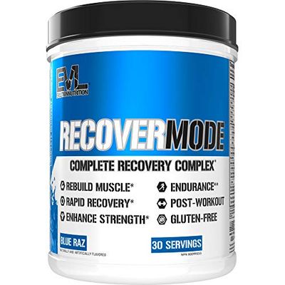 Evlution Nutrition Recover Mode- Complete Post Workout with BCAAs, Immunity Support, Vitamin C, D &amp; E, Electrolytes, Hydration, Creatine, Glutamine, Beta-Alanine, L-Carnitine, 30 Serve, Blue Raz