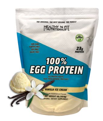 Healthy &#39;N Fit 100% Egg Protein- Vanilla (4lb): 100% Egg White Protein Plus Natural Peptides.-Naturally Sweetened, Pure, Keto, Paleo Friendly