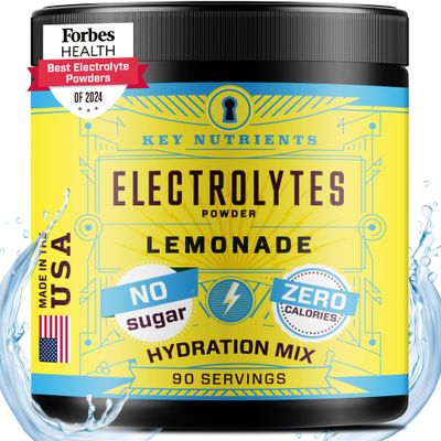 KEY NUTRIENTS Multivitamin Electrolytes Powder No Sugar - Refreshing Lemonade Electrolyte Powder - Sodium &amp; Energy Supplement - Hydration Powder - No Calories - 90 Servings - Made in USA