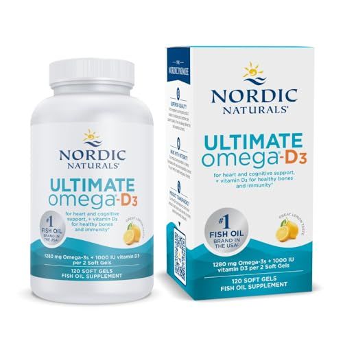 Nordic Naturals Ultimate Omega-D3, Lemon Flavor - 120 Soft Gels - 1280 mg Omega-3 + 1000 IU Vitamin D3 - Omega-3 Fish Oil - EPA &amp; DHA - Promotes Brain, Heart, Joint, &amp; Immune Health - 60 Servings
