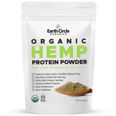 Organic Hemp Protein Powder, Lab Tested 100% Gluten Free, Plant Based &amp; Vegan Raw Protein Powder - Perfect for Keto, Meal Replacement Shakes, Pre-workout and Post Workout (8oz, Pack of 1)