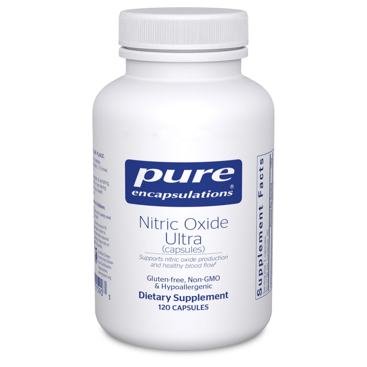 Pure Encapsulations Nitric Oxide Ultra (Capsules) - Supplement Supports Nitric Oxide Production, Healthy Blood Flow &amp; Vascular Health - with L-Citrulline &amp; CranLoad Cranberry Extract - 120 Capsules